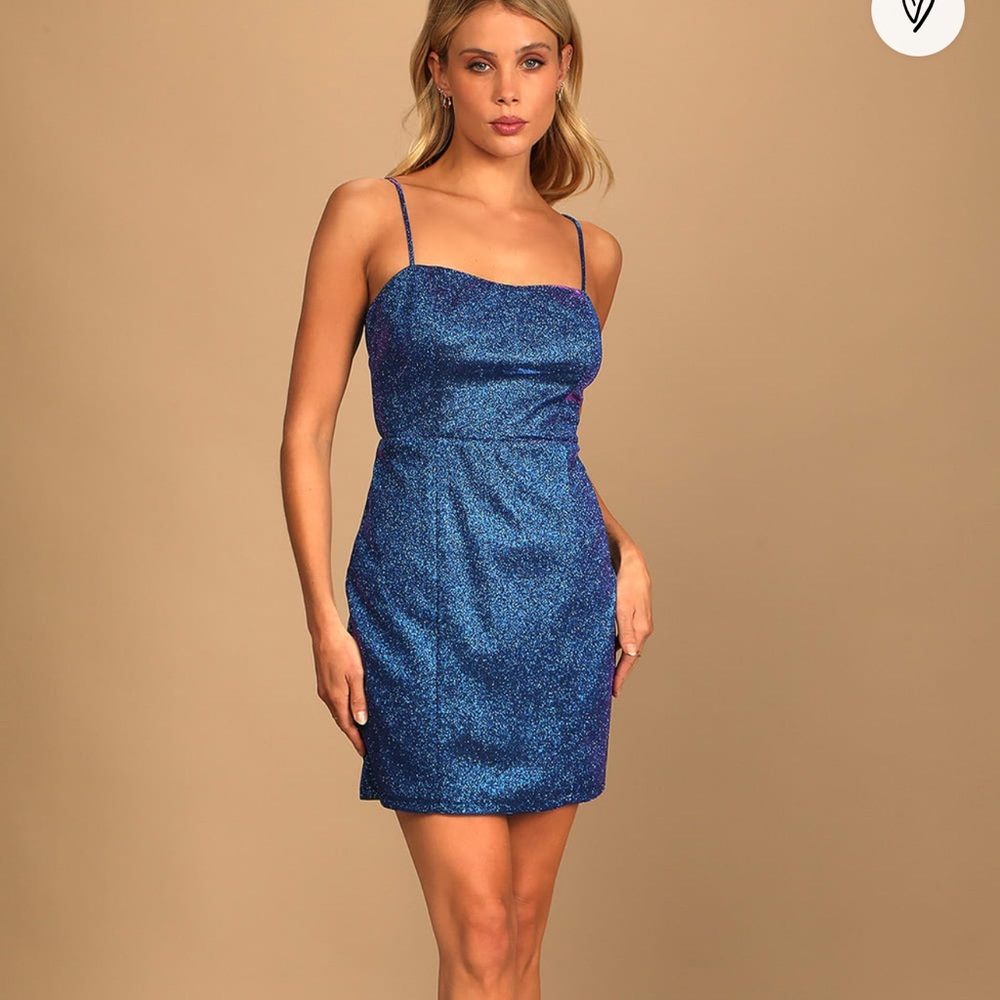 Lulus Spectacular Sensation Blue Multi Glitter Bodycon Mini Dress